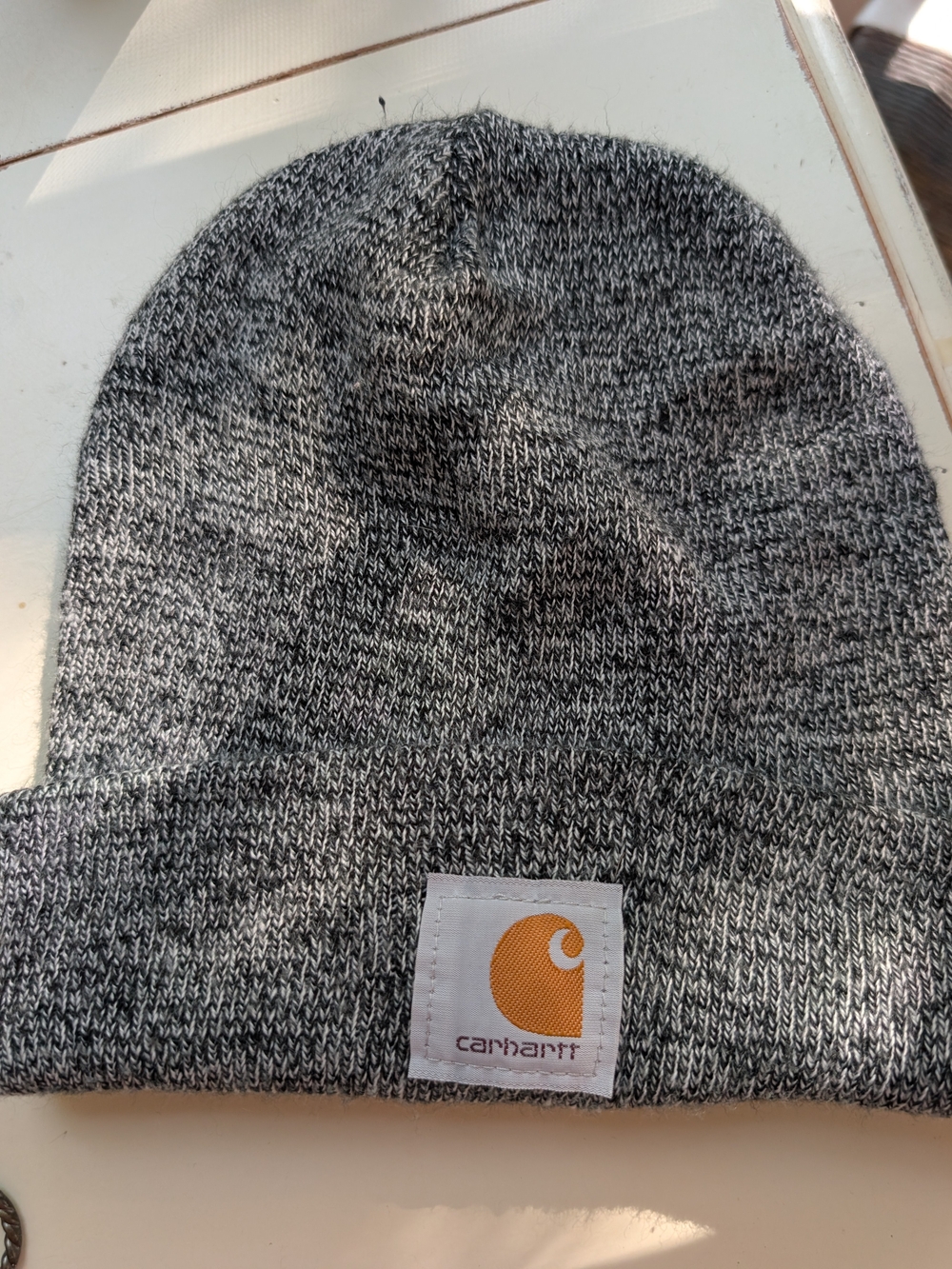 Carhartt Gray Marled Cuffed Beanie with Logo Patch